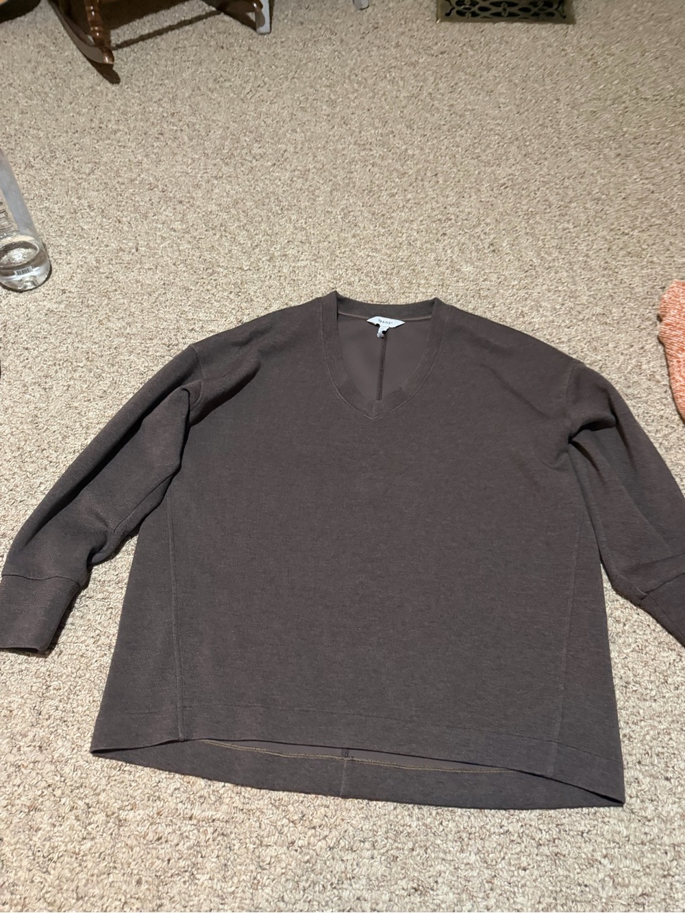 SPANX Men's V-Neck Sweater in Dark Brown